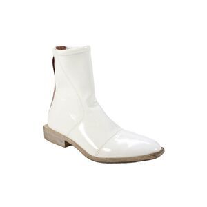 Fendi Womens Patent Leather Zip Up Ankle Boots White Brown Size 38 8